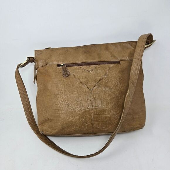 GREAT AMERICAN LEATHER WORKS Shoulder Bag Caramel Brown Purse Soft Boho Embossed - Picture 1 of 16
